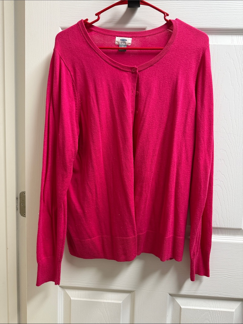 Old Navy Hot Pink Crewneck Button Cardigan